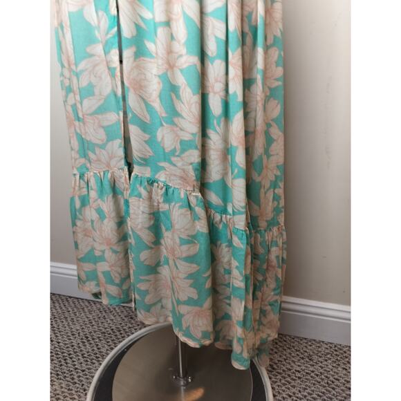 Tiare Hawaii Floral Maxi Dress Open Back Smocked Waist Beach - Picture 5 of 12